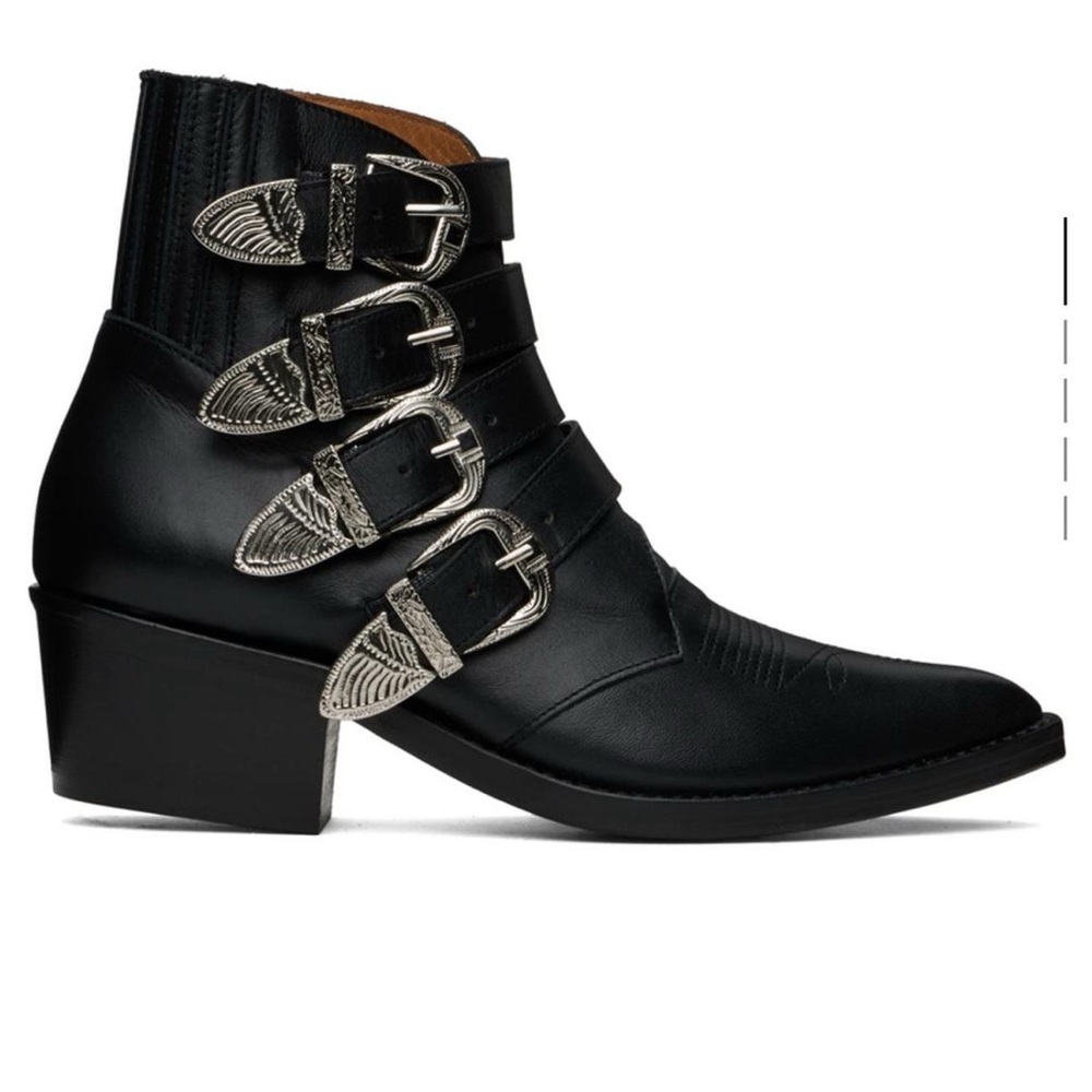 TOGA Pulla Black Silver Ankle Boots Western Style - Picture 7 of 7